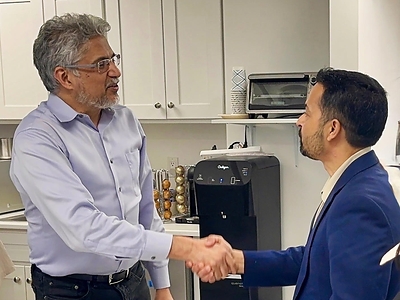 Guru Banavar, PhD, Founding Head of Biomedical AI at Viome Life Sciences, left, and Ujjwal Deep Dahal, Chief Executive Officer of Druk Holding & Investments, at the signing of the memorandum of understanding in New York on September 25, 2026.