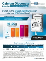 WG Critical Care Introduces Its Calcium Gluconate Injection 10,000 mg/100 mL, Pharmacy Bulk Package, Offering 16-20x Lower Aluminum Content
