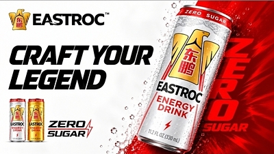 Eastroc introduces its Gold and White Zero Sugar Energy cans as part of the global beverage company's North American market expansion.