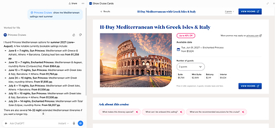 Princess Cruises Becomes First Global Cruise Line to Launch AI-Powered Cruise Planning App For Large Language Models