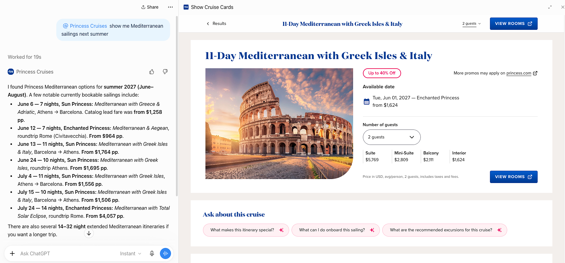 Princess Cruises Becomes First Global Cruise Line to Launch AI-Powered Cruise Planning App For Large Language Models