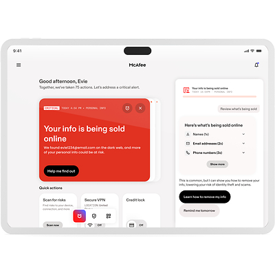 New McAfee Experience on tablet