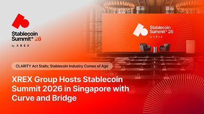 XREX Group hosts Stablecoin Summit 2026 during TOKEN2049 week, with Curve Finance and Bridge as Title Sponsors.