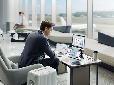 ViewSonic VG1457 dual-screen portable monitor delivers extra screen space for productive multitasking while on the go. ViewSonic VG1457 dual-screen portable monitor delivers extra screen space for productive multitasking while on the go.