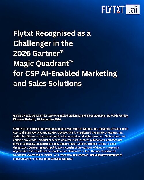 Flytxt in Gartner® Magic Quadrant™ CSP AI-enabled Sales & Marketing 2026 This image opens in the lightbox