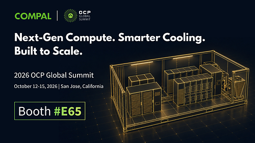 Compal Electronics showcases its next-generation AI factory infrastructure featuring advanced power and cooling technologies at the OCP Global Summit 2026 in San Jose.