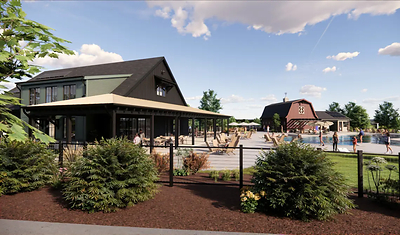 Rendering of Planned Clubhouse and Pool | New Construction Homes in Aurora, CO | Overland Ranch by Century Communities