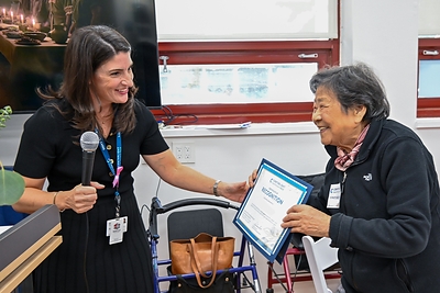 Tara Buonocore-Rut, President & CEO of CenterLight Healthcare PACE with honored participant