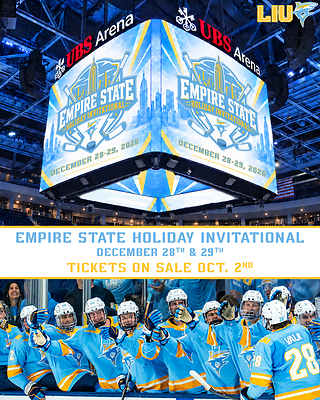 The inaugural Empire State Holiday Invitational comes to UBS Arena December 28–29. Tickets go on sale Friday, October 2 on Ticketmaster. The inaugural Empire State Holiday Invitational comes to UBS Arena December 28–29. Tickets go on sale Friday, October 2 on Ticketmaster.