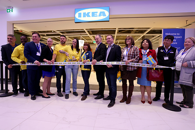 From left to right: Tarik Kasem, General Manager – White Oaks Mall; Selwyn Crittendon, CEO and Chief Sustainability Officer, IKEA Canada; MP Kurt Holman; Councillor Elizabeth Peloza; Danny Santana, Deputy Market Manager, IKEA Canada; Sarah Terwin, IKEA London White Oaks CMP Manager; Daisy Clarke, Market Manager, IKEA Canada; Iyman Meddoui, President, Westdell Development; Mayor Josh Morgan; MPP Teresa Armstrong; Nandini Syed, Vice-President, Corporate Services and Infrastructure, Fanshawe Colleg