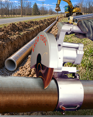 The MILLOG® APS-438 Air Powered Saw and WrapTrack® System is capable of cutting pipe from 6” to 60” dia. and produces square cuts accurate to ±1/16”. Eliminating torch cutting and grinding, it is ideal for joining pipes using couplings.