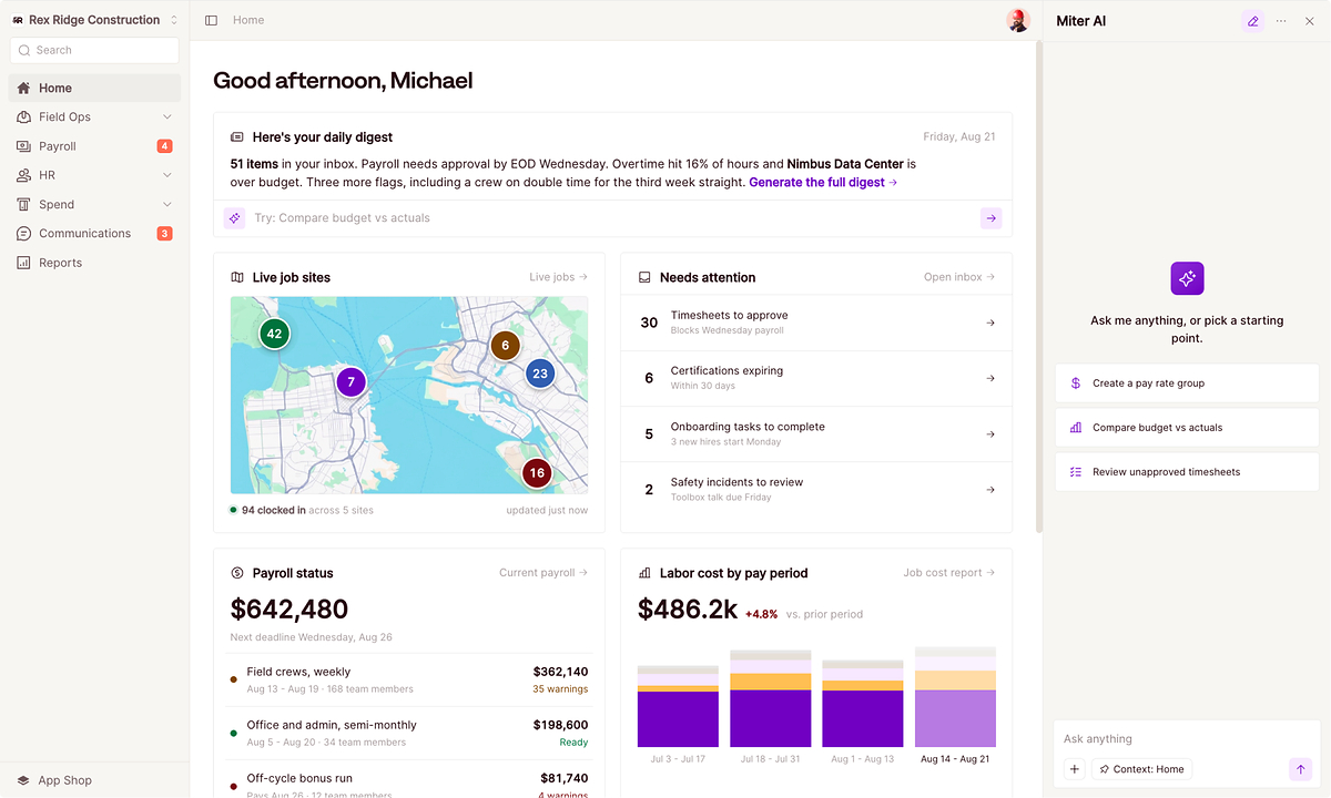 Miter Raises a $40M Series B to Run Payroll and HR for Contractors