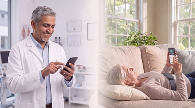 A patient and her healthcare professional using the Norm™ System for daily HF management