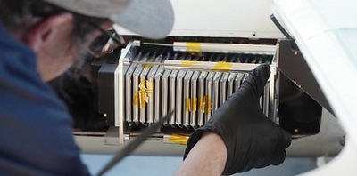 The Li-S Energy lithium sulfur battery pack being installed in the Pegasus fuselage ahead of flight testing The Li-S Energy lithium sulfur battery pack being installed in the Pegasus fuselage ahead of flight testing