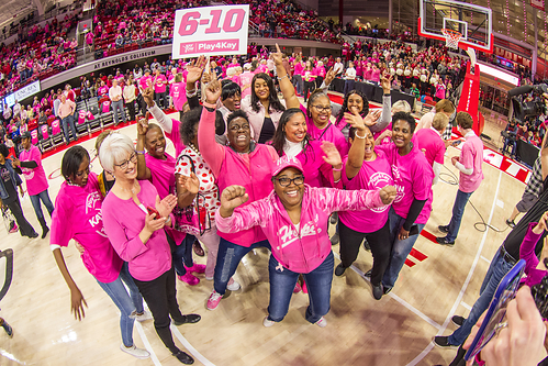 Survivors celebrating at Kay Yow Cancer Fund's Play4Kay game Survivors celebrating at Kay Yow Cancer Fund's Play4Kay game