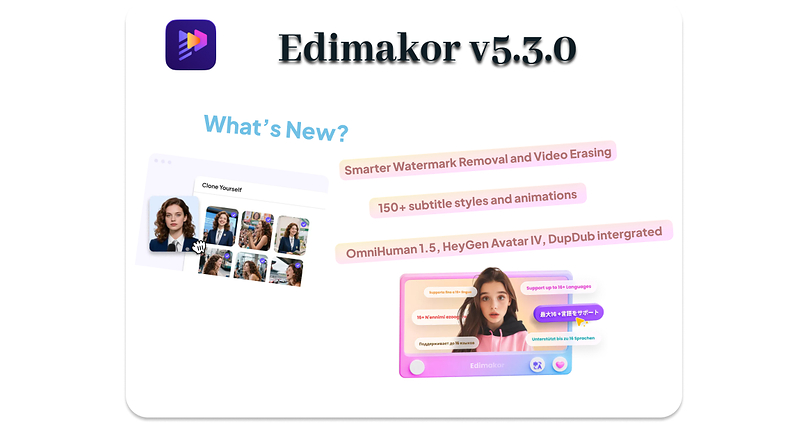 Edimakor V5.3.0 Introduces Smarter Watermark Removal, Video Translation, AI Avatar & LUT Filters