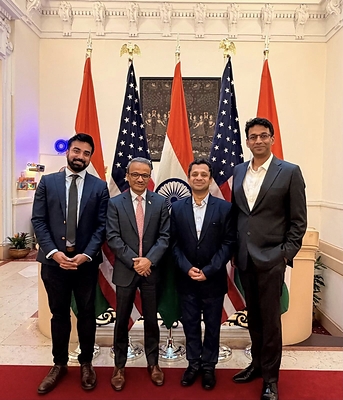 Caption: (L to R) Kaushik Bhatta, Partner, AI Alliance, Consul General Binaya Srikanta Pradhan, Ganesh Ramakrishnan, Founding Director, BharatGen, and Ritwik Banerjee at the Consulate General of India in New York. Caption: (L to R) Kaushik Bhatta, Partner, AI Alliance, Consul General Binaya Srikanta Pradhan, Ganesh Ramakrishnan, Founding Director, BharatGen, and Ritwik Banerjee at the Consulate General of India in New York.