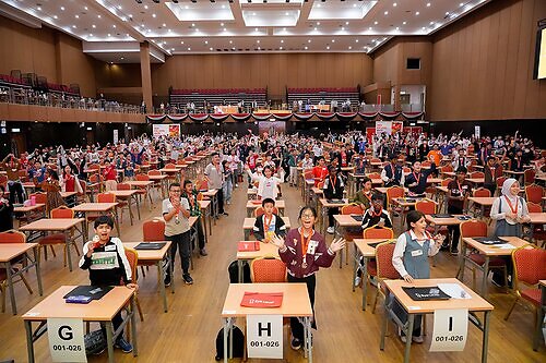 Participants at the 2025 Eye Level Math Olympiad in Malaysia. This image opens in the lightbox