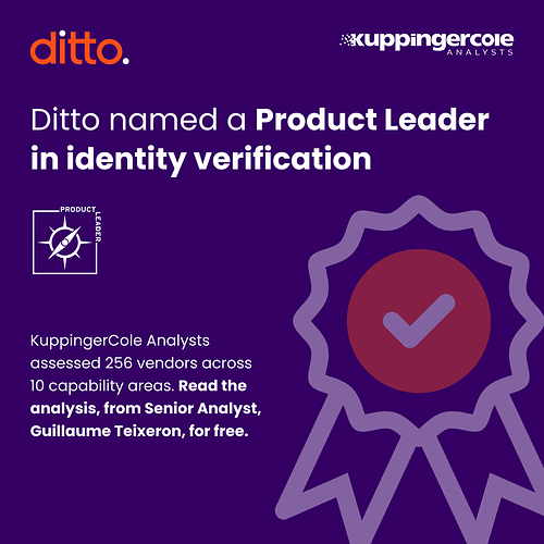 Ditto named a Product Leader in Identity Verification by KuppingerCole