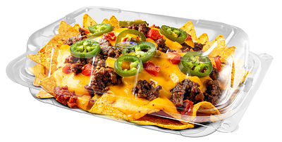 Invertibles™ enables operators to use one piece as a dine-in serving tray or combine two pieces to create a secure food-to-go container. The product helps eliminate waste, reduce storage space use, and increase packaging flexibility. Invertibles™ enables operators to use one piece as a dine-in serving tray or combine two pieces to create a secure food-to-go container. The product helps eliminate waste, reduce storage space use, and increase packaging flexibility.