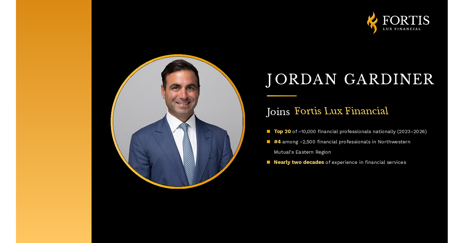 Financial Professional Jordan Gardiner Joins Fortis Lux Financial