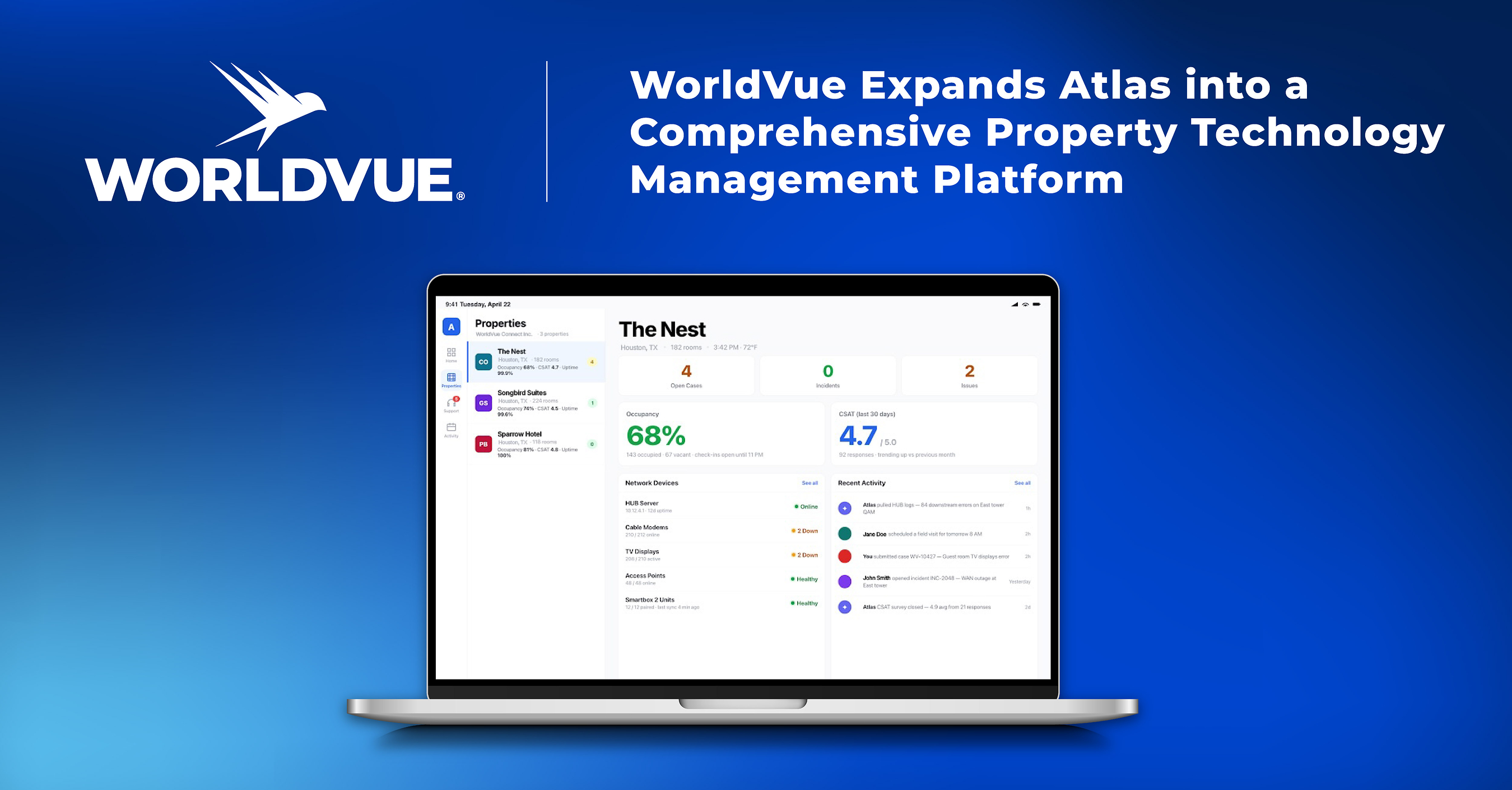 WorldVue Expands Atlas into a Comprehensive Property Technology Management Platform