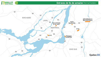 Planifier ses déplacements sur le réseau autoroutier : entraves majeures durant la fin de semaine du 2 au 5 octobre