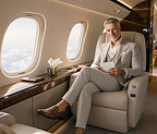 Frequent flyer on board a private jet