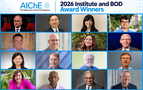 AIChE's 2026 Institute and Board of Directors' Award honorees. AIChE's 2026 Institute and Board of Directors' Award honorees.