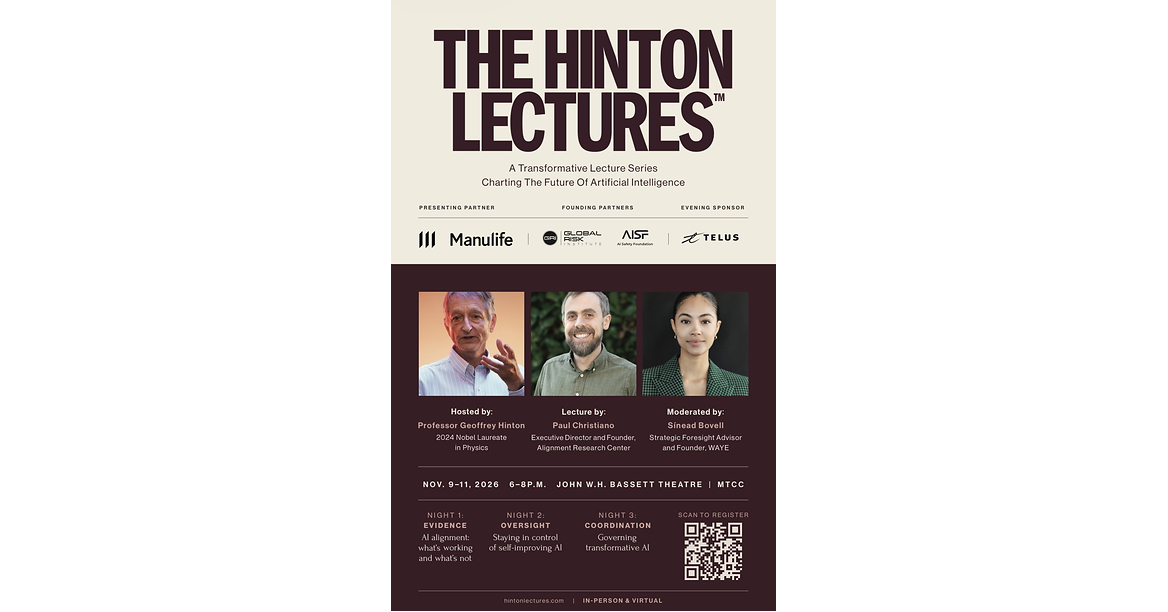Manulife Announces Presenting Partnership of The Hinton Lectures™ on AI Safety