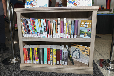 Banned books display at the 2026 ALA Annual Conference & Exhibition in Chicago. 
