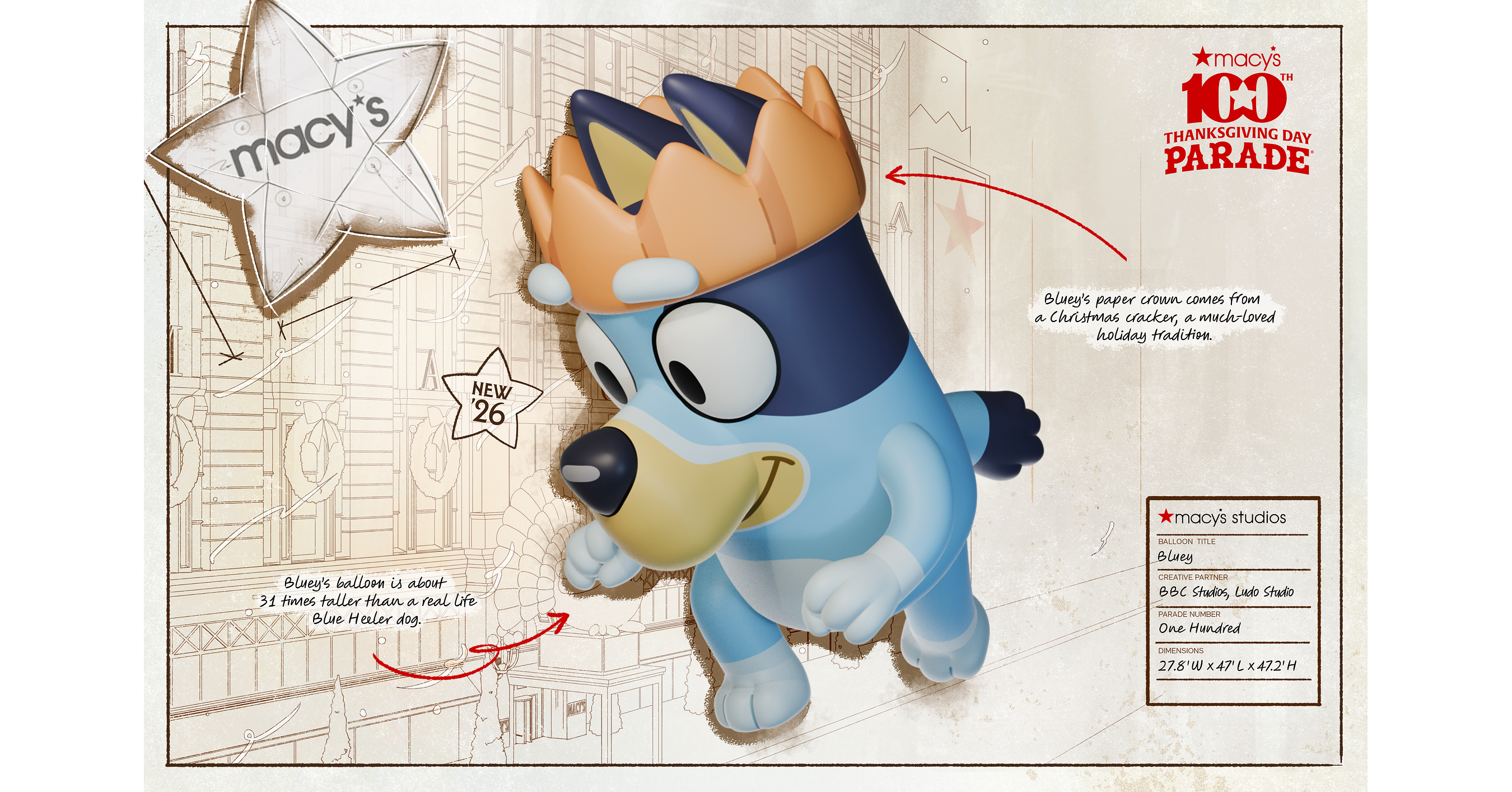 New Bluey Christmas-Themed Balloon to Debut at the 100th Macy's Thanksgiving Day Parade®