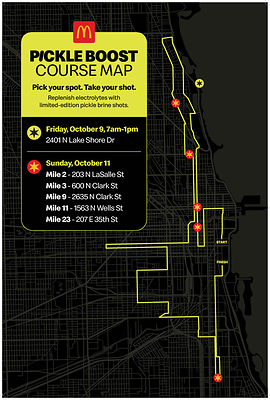 Runners can get their hands on Pickle Boost this race weekend across the city and along the race route, while supplies last.