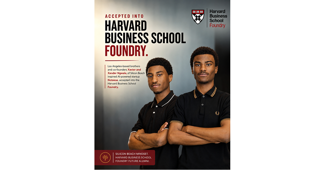 Silicon Beach Brothers Xavier and Xander Ngwala Accepted into Harvard Business School Foundry for AI-Powered Platform Noteese