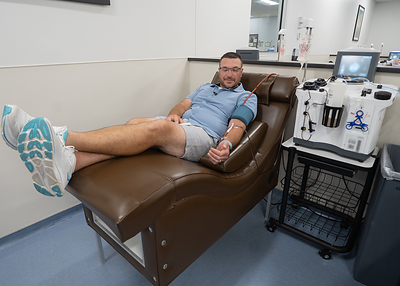 Antonio Savino donates plasma regularly at the BioLife Plasma Services Donation Center in Addison, Illinois in honor of his wife who relies on plasma-derived medication to manage her primary immunodeficiency disease.
