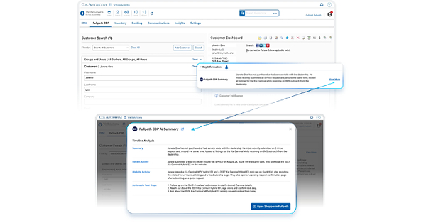 Cox Automotive's VinSolutions Embeds Fullpath's AI-Powered Customer Data Platform Directly into Mutual Clients' CRM