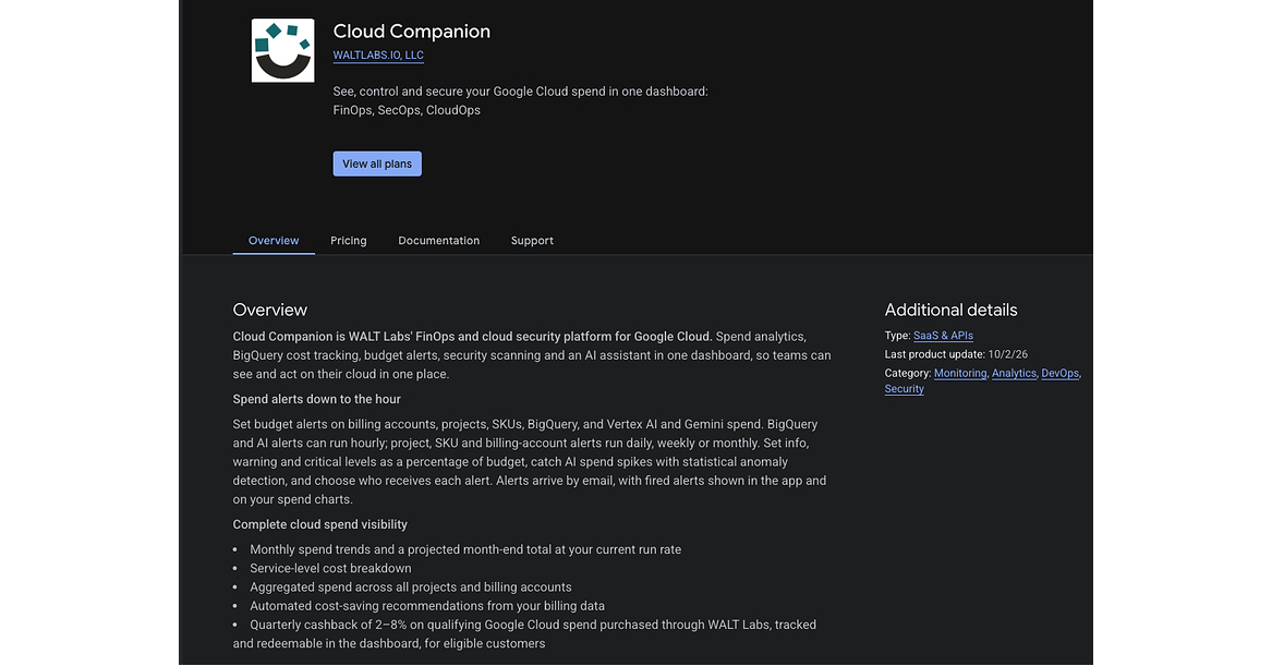 WALT Labs Brings Cloud Companion to Google Cloud Marketplace