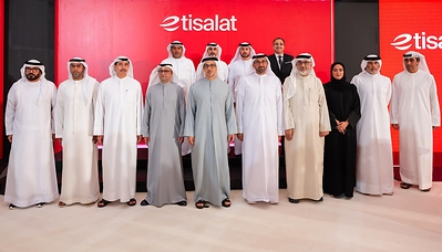 His Highness Sheikh Mansour bin Zayed Al Nahyan and etisalat Leadership team