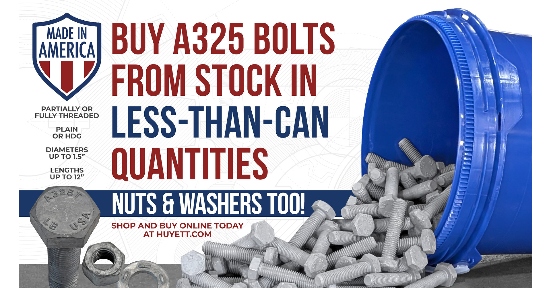 Huyett Expands into the Structural Steel Fastener Market with USA-Made A325 Bolts and More