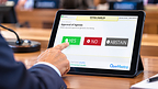 Students will vote on their tablets through the OpenMeeting Legislative Meeting App, streamlining the voting process and automatically recording results.