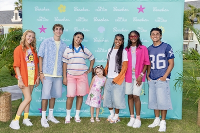 KIDZ BOP Kids Sadie, John, Shila, Aleah, Sofi and Cliff join five-year-old violinist and musician Caption: Angelica Nero at the Bop, Drop & Party VIP Welcome Party during Fall Fam Jam at Beaches Turks and Caicos. 
Photo Credit: Getty Images for Beaches Resorts