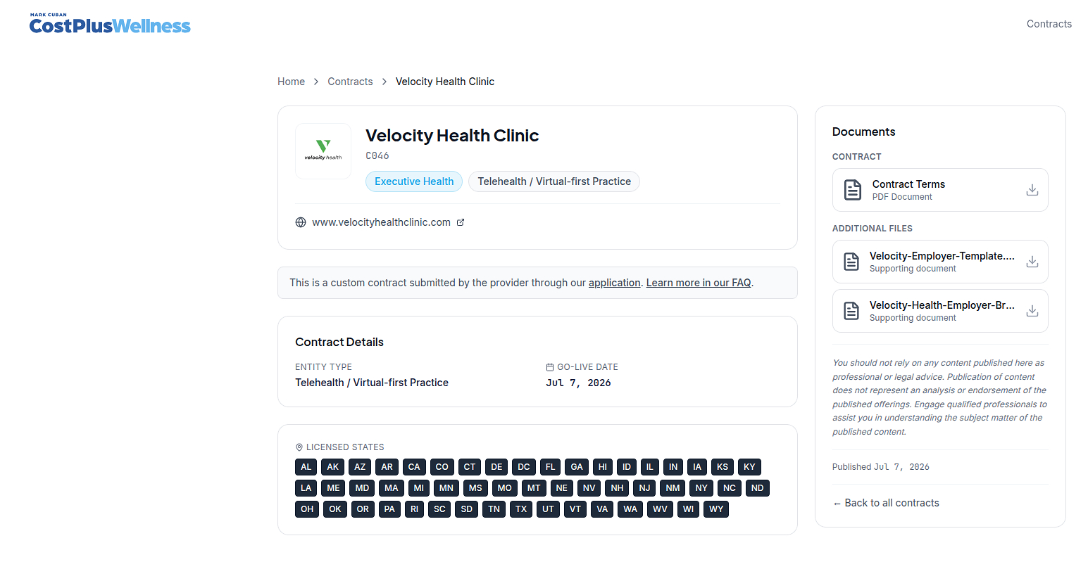 Velocity Health Adds Contract to Mark Cuban's Cost Plus Wellness to Optimize Business Executives' Performance