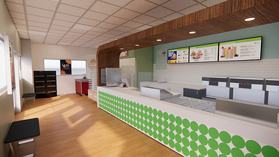 Papa Murphy's co-brand franchise lobby rendering for Pinkberry partnership