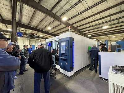 The Featherlite Dealer Summit included an opportunity for dealers to tour Featherlite's manufacturing facilities and receive a closer look at its new equipment, including a new fiber laser cutting machine. The Featherlite Dealer Summit included an opportunity for dealers to tour Featherlite's manufacturing facilities and receive a closer look at its new equipment, including a new fiber laser cutting machine.