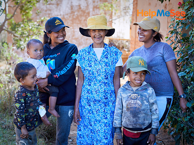 Madagascar: Marie Henriette (center) after successful cataract surgery with family.
