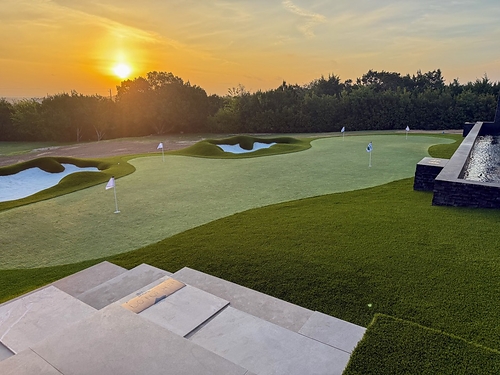Luxury residential putting green installation by LawnPop.