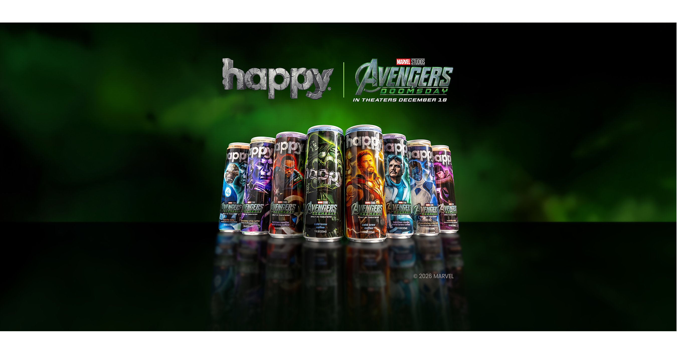 Marvel Studios' "Avengers: Doomsday" is coming. Bring coffee. happy® coffee launches eight collector's cans inspired by Marvel Studios' "Avengers: Doomsday"