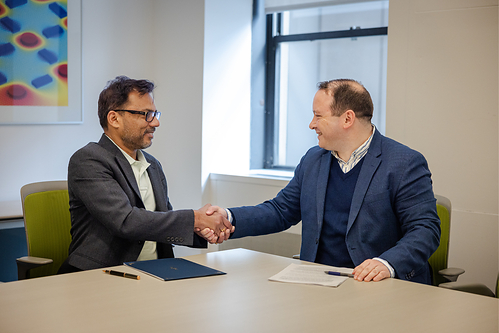 Krishna Kumar, Founder & CEO, Simplilearn, and Sean Wiggins, Executive Director, Columbia Engineering Online & Executive Education, collaborate to mark a new chapter in learning, innovation, and professional education. This image opens in the lightbox