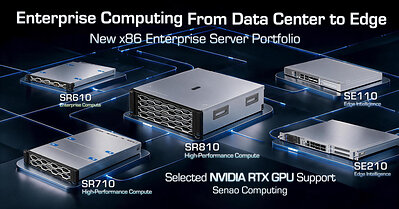 Senao Computing’s new x86 enterprise server portfolio spans data center and edge deployments, with NVIDIA RTX GPU support in selected configurations. This image opens in the lightbox