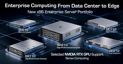 Senao Computing’s new x86 enterprise server portfolio spans data center and edge deployments, with NVIDIA RTX GPU support in selected configurations.
